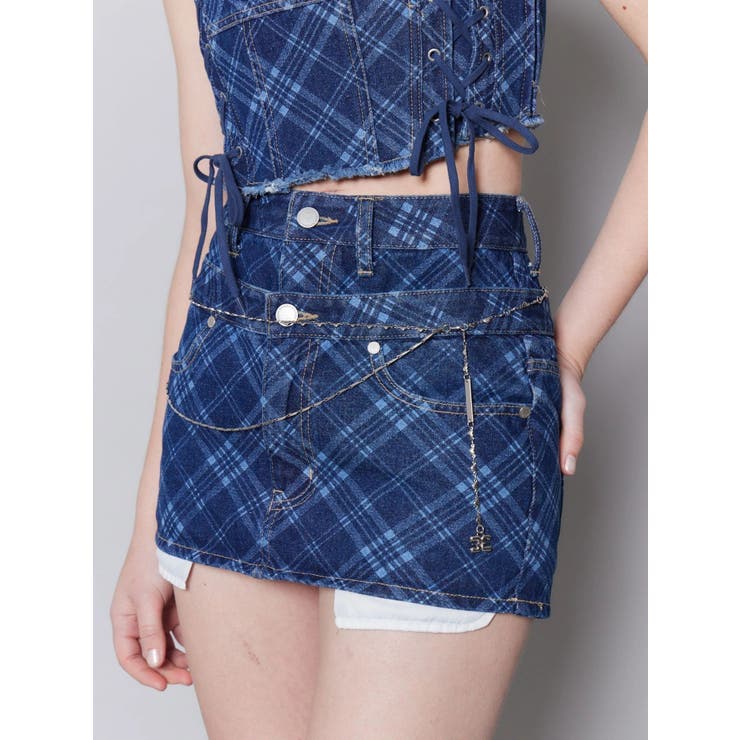 インディゴ | ベルトレイヤードボクシースカート | EMODA