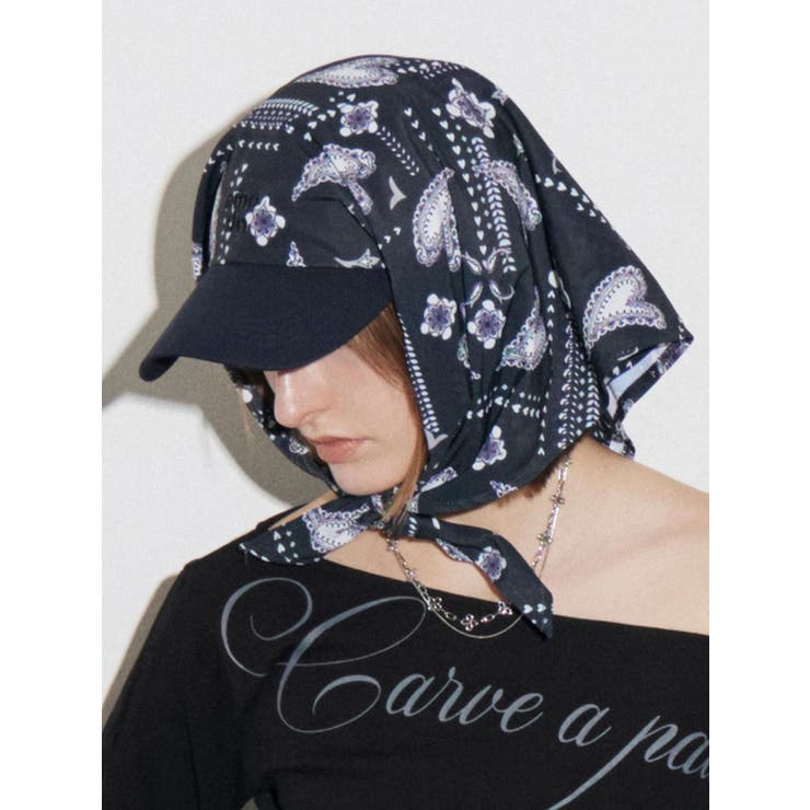 ネイビー | 2トーンスカーフキャップ | EMODA