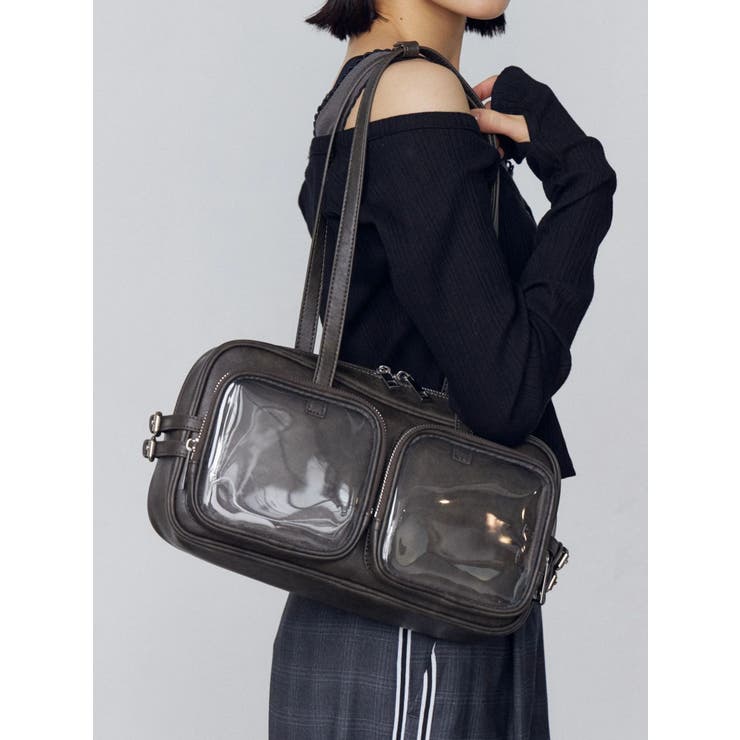 ブラック | クリアポケットショルダーバッグ | EMODA