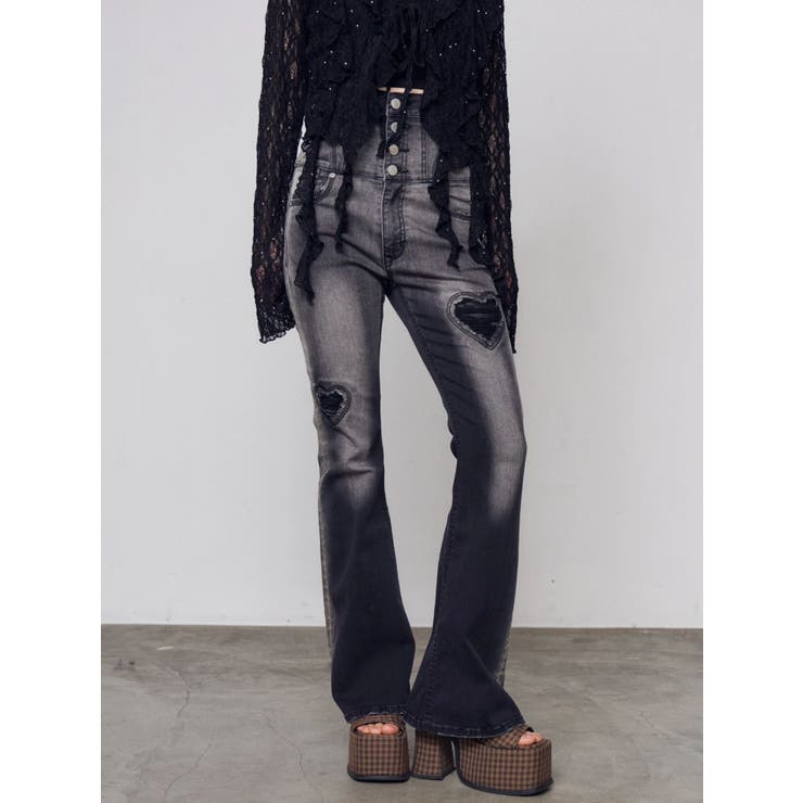 ハートダメージハイウエストフレアパギンス | EMODA | 詳細画像10 