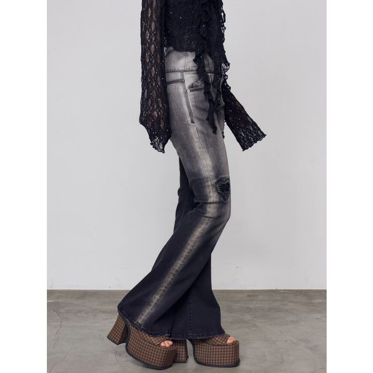 ハートダメージハイウエストフレアパギンス | EMODA | 詳細画像11 