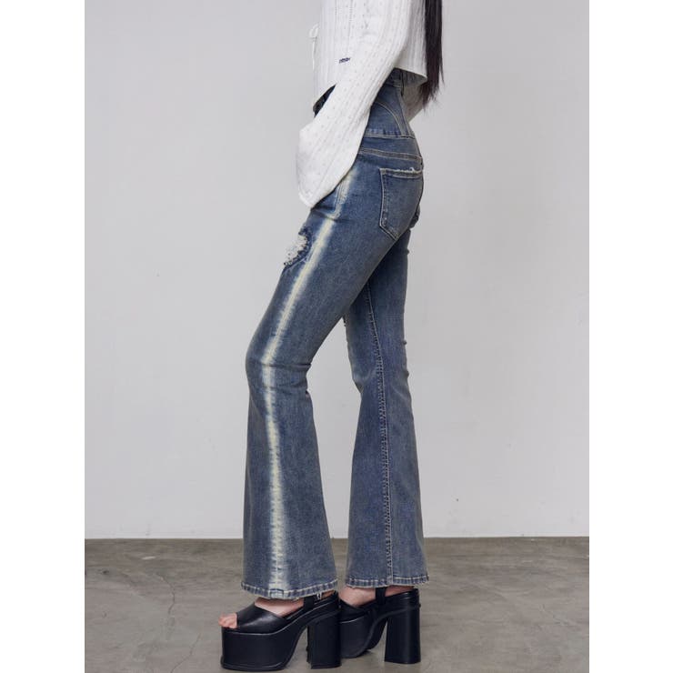 ハートダメージハイウエストフレアパギンス | EMODA | 詳細画像5 