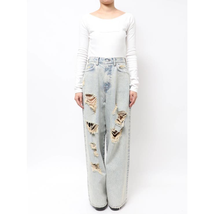 バルキーワイドハイウエストクラッシュジーンズ | EMODA | 詳細画像39 