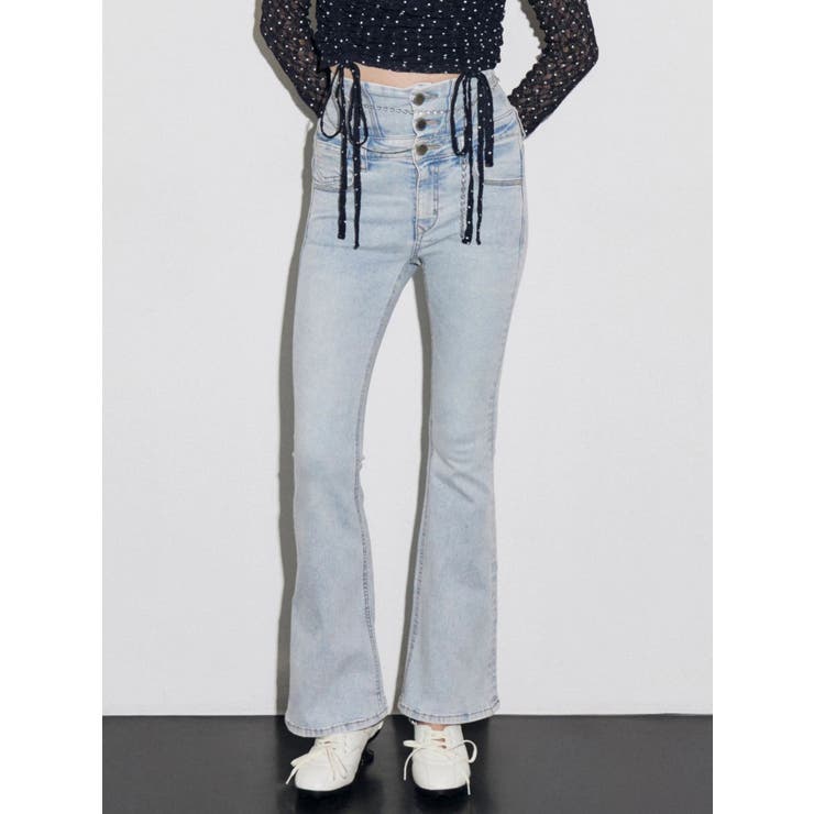 ドットラインハイウエストフレアパギンス | EMODA | 詳細画像2 