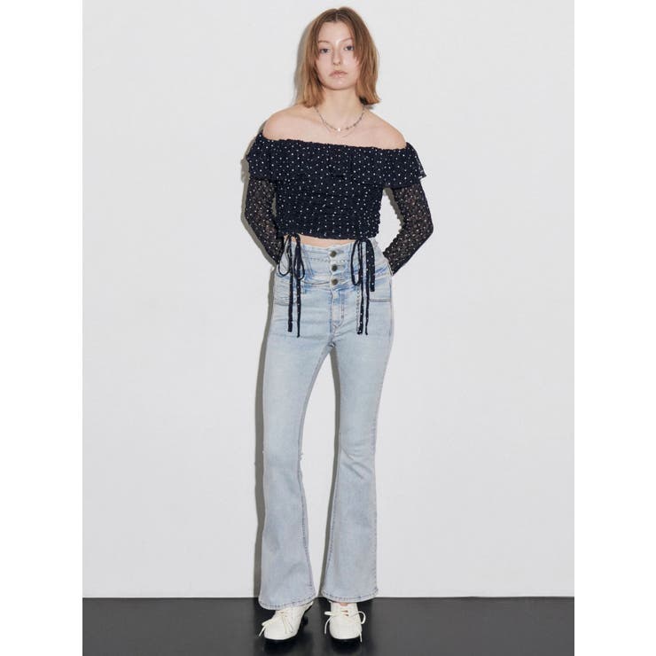 ドットラインハイウエストフレアパギンス | EMODA | 詳細画像3 