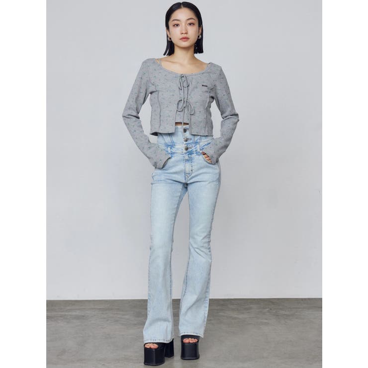 ドットラインハイウエストフレアパギンス | EMODA | 詳細画像4 