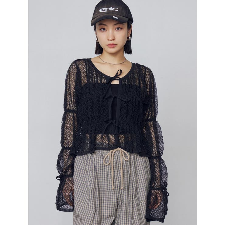 ブラック | 2WAYギャザーリボンニット | EMODA