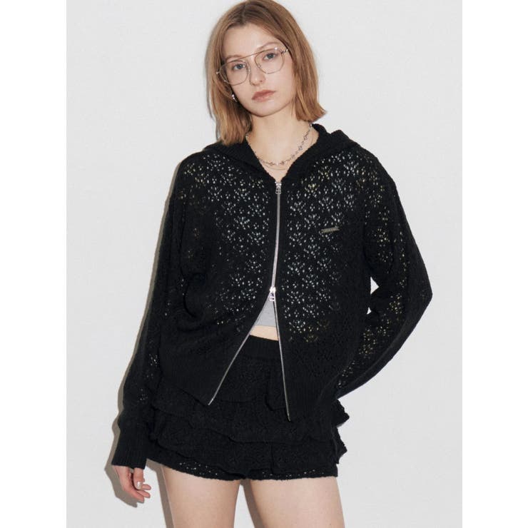 ブラック | シアーニットフーディ | EMODA