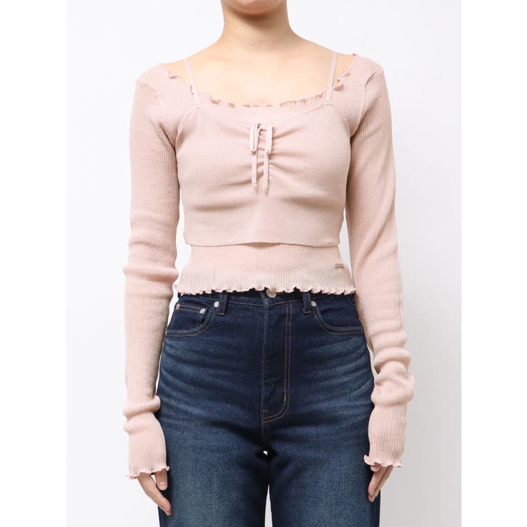 ピンク | 2ピースシアーギャザーニット | EMODA