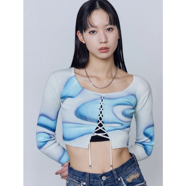 ホワイト | フロントレースアップフィットニット | EMODA