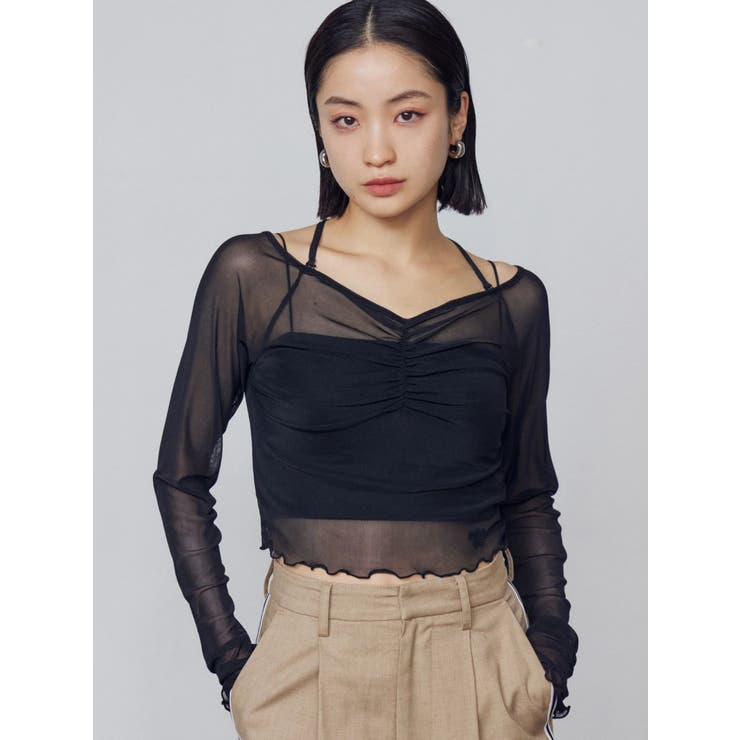 ブラック | ストラップシアートップス | EMODA