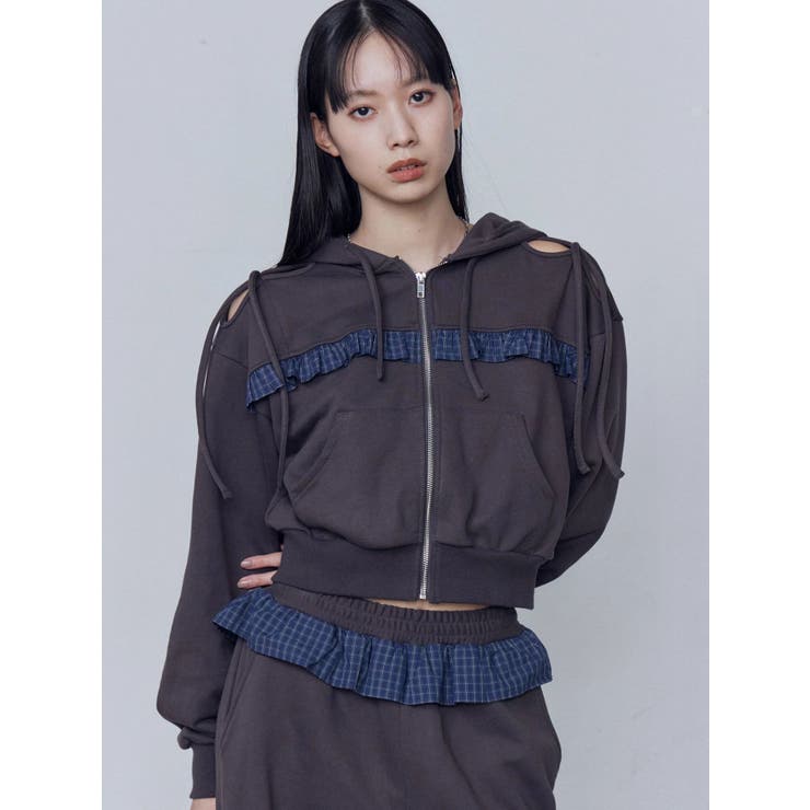 グレー | カットアウトリボンフーディ | EMODA