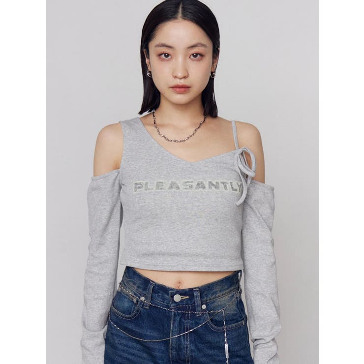 グレー | レイヤードロゴロングスリーブTシャツ | EMODA