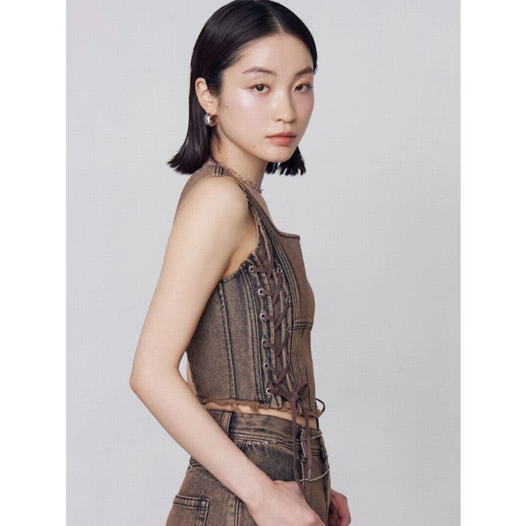 サイドレースアップデニムビスチェ | EMODA | 詳細画像15 