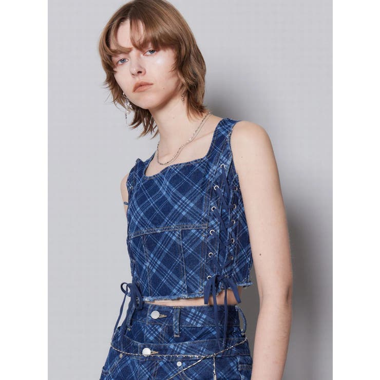 サイドレースアップデニムビスチェ | EMODA | 詳細画像3 