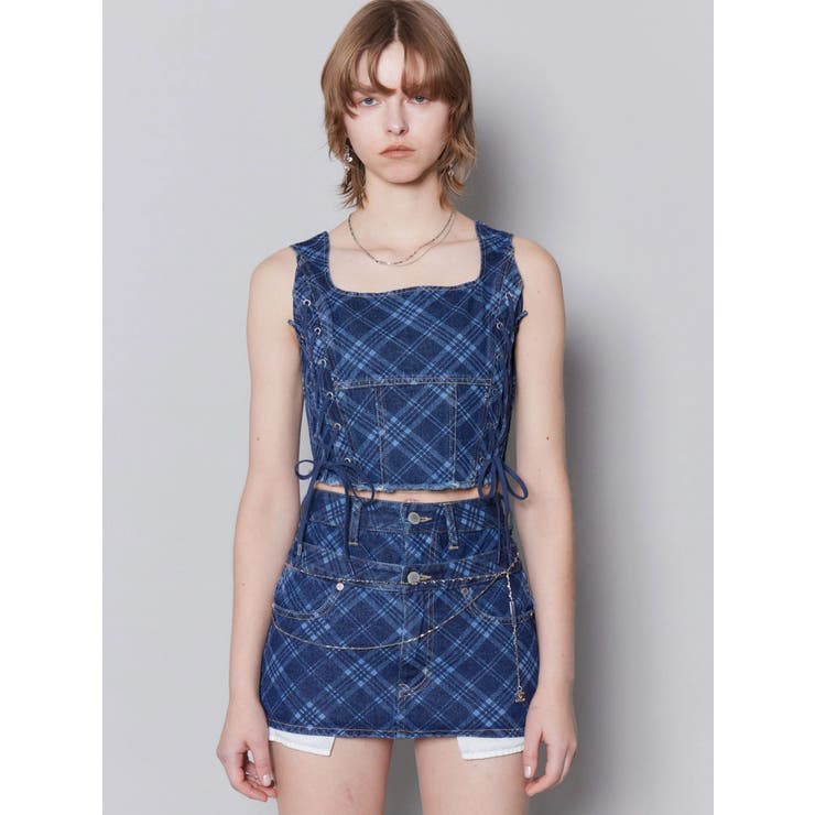 サイドレースアップデニムビスチェ | EMODA | 詳細画像4 