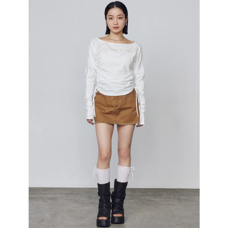 ワイドネックサイドストリングトップス | EMODA | 詳細画像13 