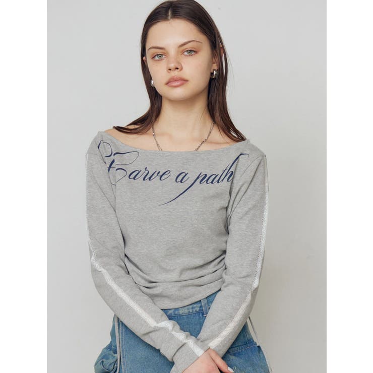 グレー | ワイドネックサイドストリングトップス | EMODA