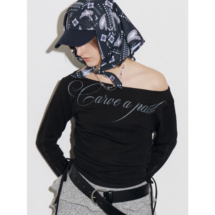 ブラック | ワイドネックサイドストリングトップス | EMODA