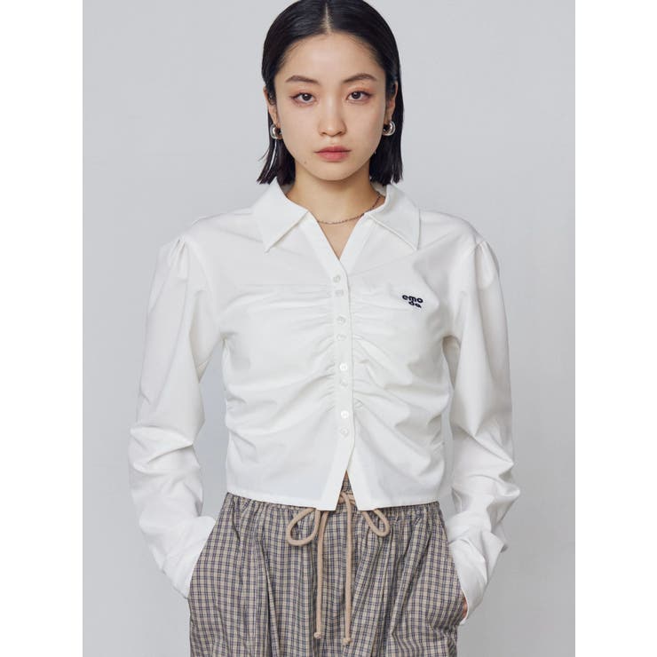 ギャザーフロントスキッパーシャツ | EMODA | 詳細画像1 