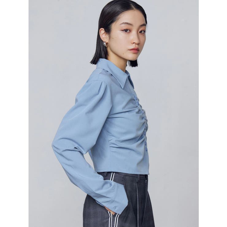 ギャザーフロントスキッパーシャツ | EMODA | 詳細画像9 