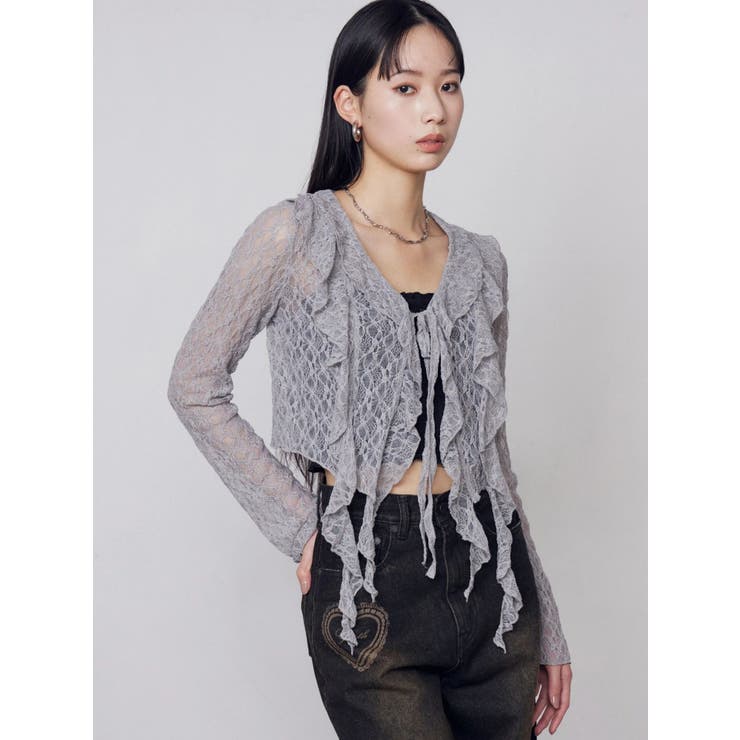 ドットラッフルフリルクロップトップ | EMODA | 詳細画像10 