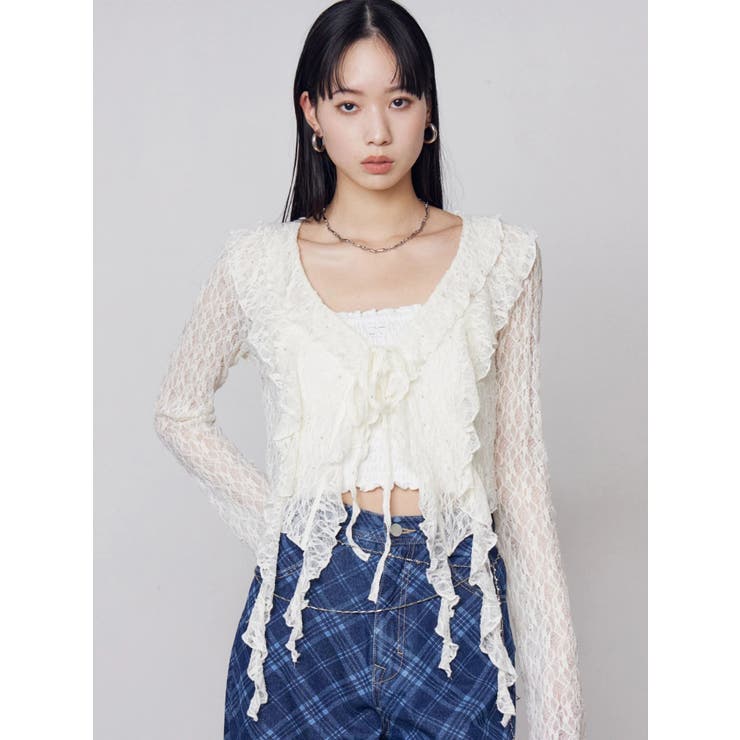 ドットラッフルフリルクロップトップ | EMODA | 詳細画像13 