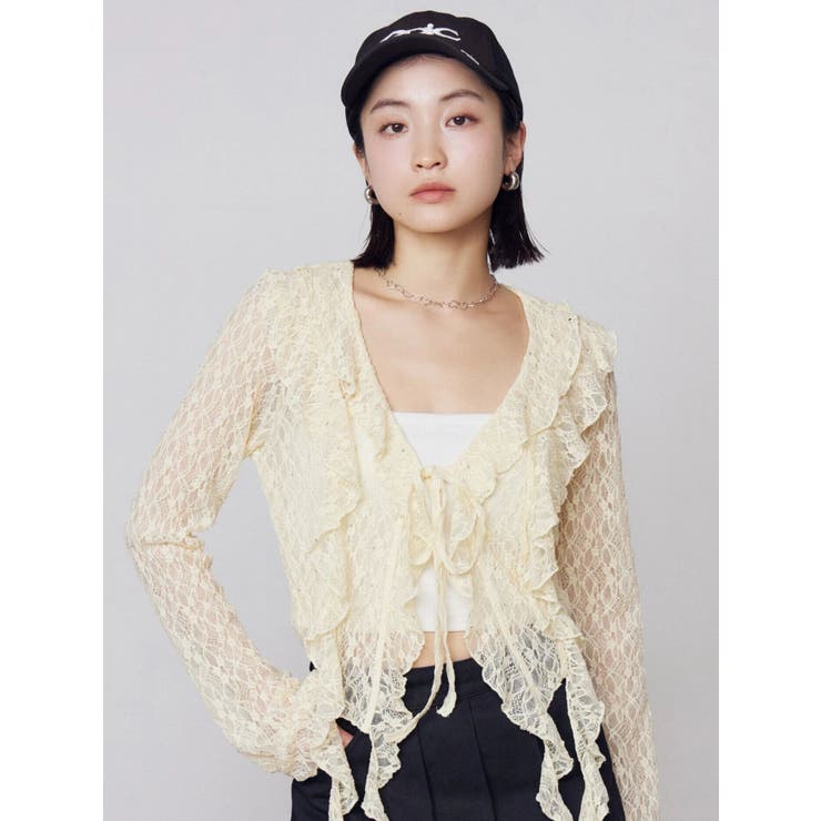 ドットラッフルフリルクロップトップ | EMODA | 詳細画像16 