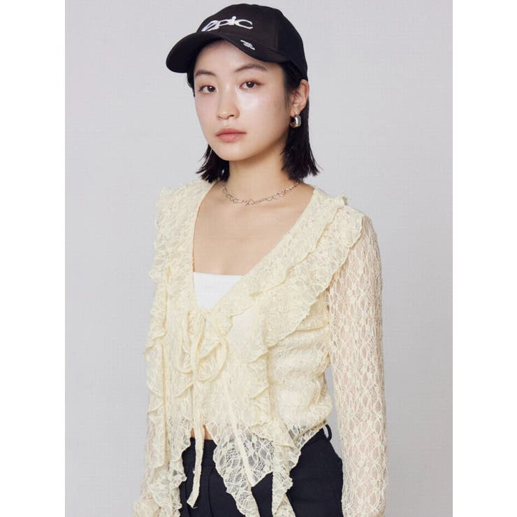 ドットラッフルフリルクロップトップ | EMODA | 詳細画像17 