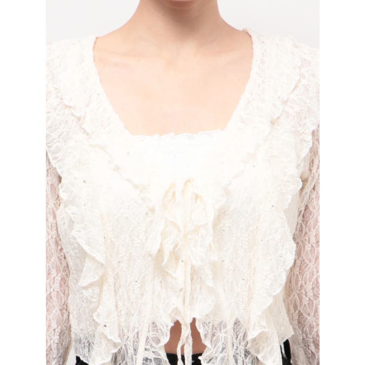 ドットラッフルフリルクロップトップ | EMODA | 詳細画像24 