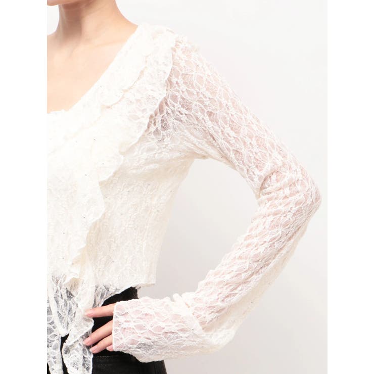 ドットラッフルフリルクロップトップ | EMODA | 詳細画像25 