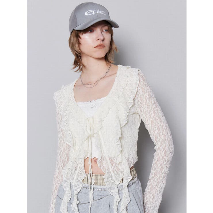 ドットラッフルフリルクロップトップ | EMODA | 詳細画像4 