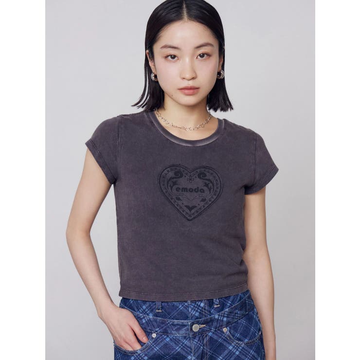 エンブレムハートパッチTシャツ | EMODA | 詳細画像9 