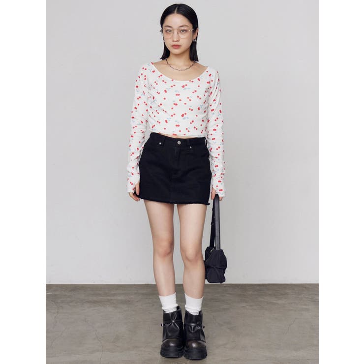 アイレットクロップドロングスリーブTシャツ | EMODA | 詳細画像7 