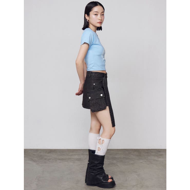 ロングベルトボックスデニムスカート | EMODA | 詳細画像17 