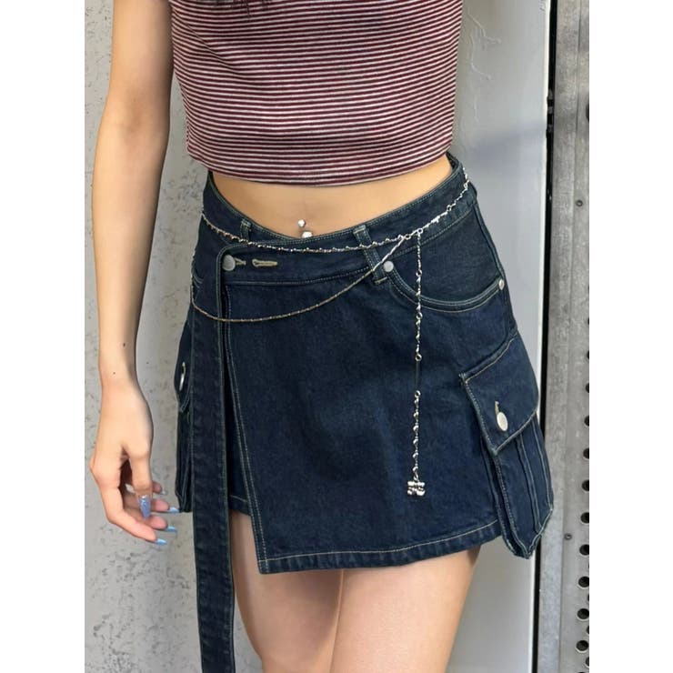 ロングベルトボックスデニムスカート | EMODA | 詳細画像18 