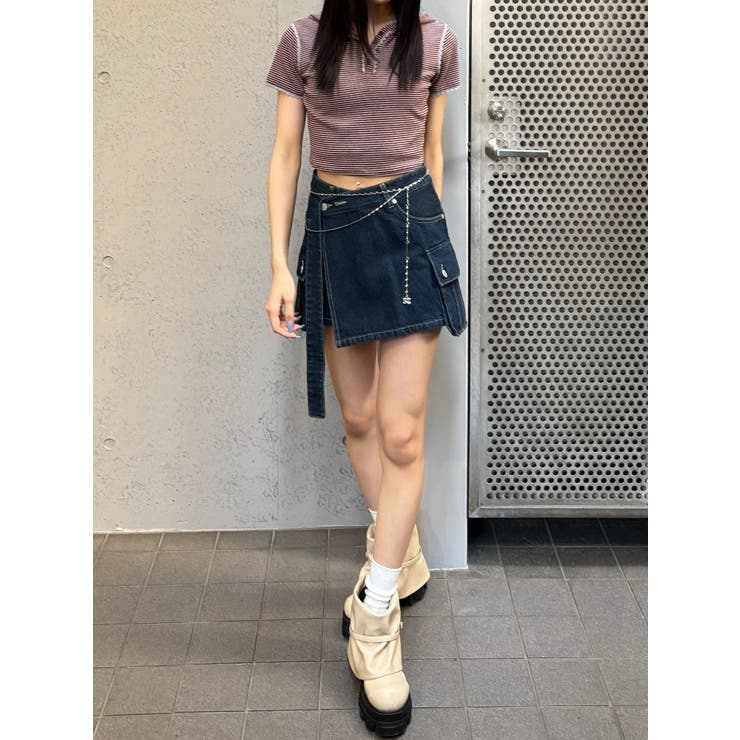 ロングベルトボックスデニムスカート | EMODA | 詳細画像20 