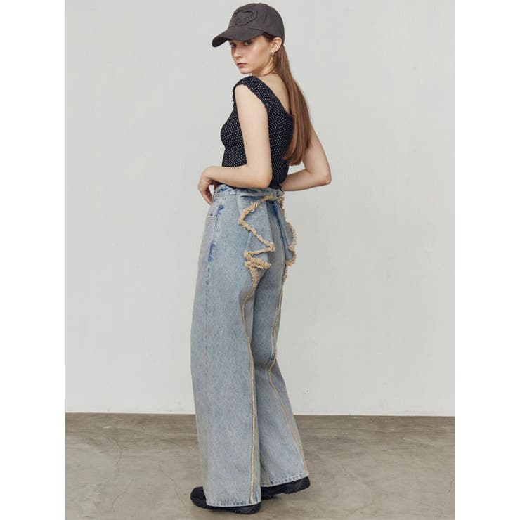 SNSで話題！】バックリボンルーズジーンズ[品番：MKSW0070253]｜EMODA