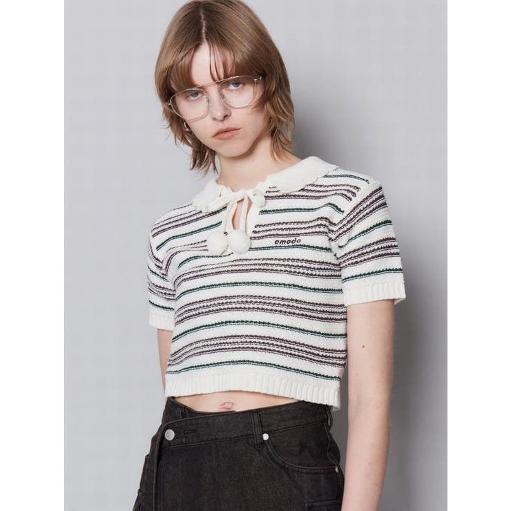 ボーダーポロニット | EMODA | 詳細画像3 