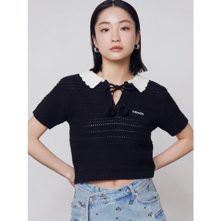 ボーダーポロニット | EMODA | 詳細画像7 