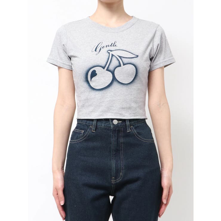 グレー | チェリープリントTシャツ【WEB限定カラーあり】 | EMODA