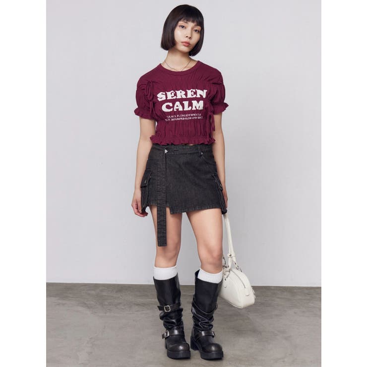 ロゴギャザーTシャツ | EMODA | 詳細画像9 