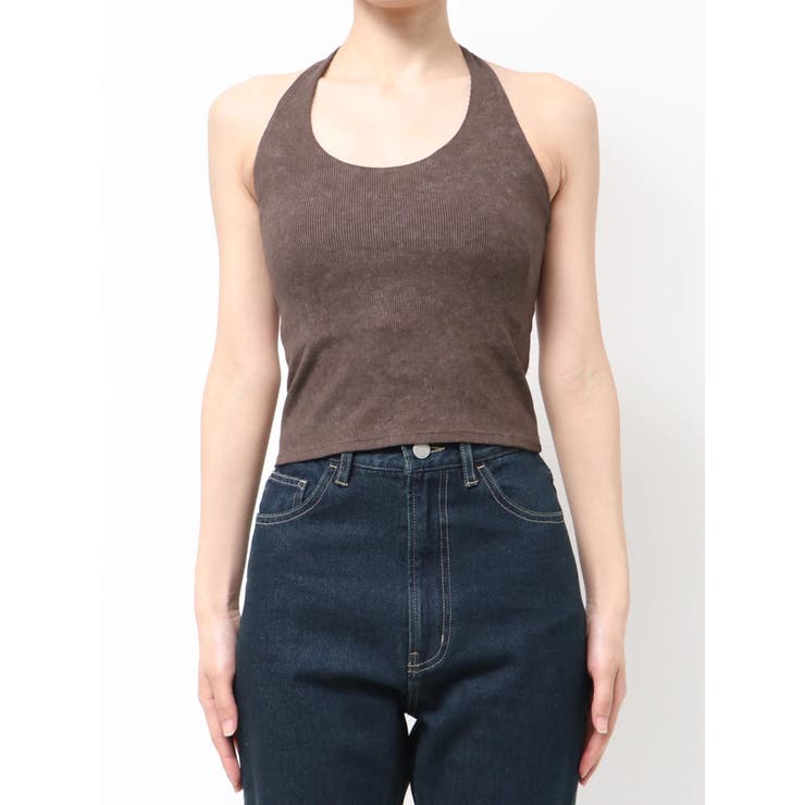 ブラウン | ホルターネックリブタンクトップ | EMODA