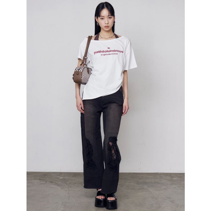 ルーズネックストリングTシャツ | EMODA | 詳細画像8 