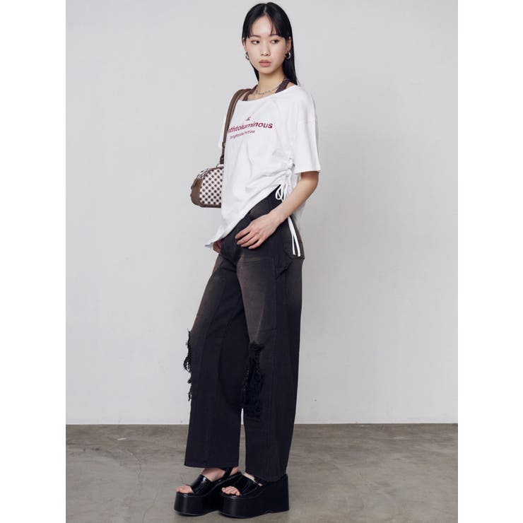 ルーズネックストリングTシャツ | EMODA | 詳細画像9 