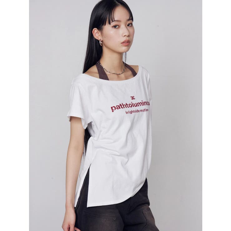 ルーズネックストリングTシャツ | EMODA | 詳細画像4 