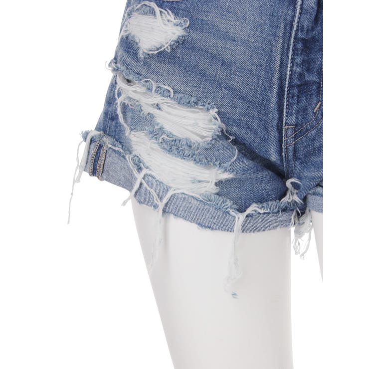 GYDA ブラックショートパンツ ロールアップ ジャストウエストBACK RIPPED ロールアップショートパンツ[品番