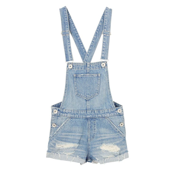 Gyda デニムサロペット ショートパンツ ロールアップサロぺショートパンツ[品番：MKSW0004056]｜GYDA