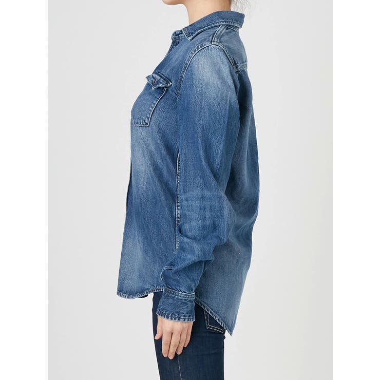Vネックルーズデニムシャツ[品番：MKSW0004650]｜GYDA（ジェイダ