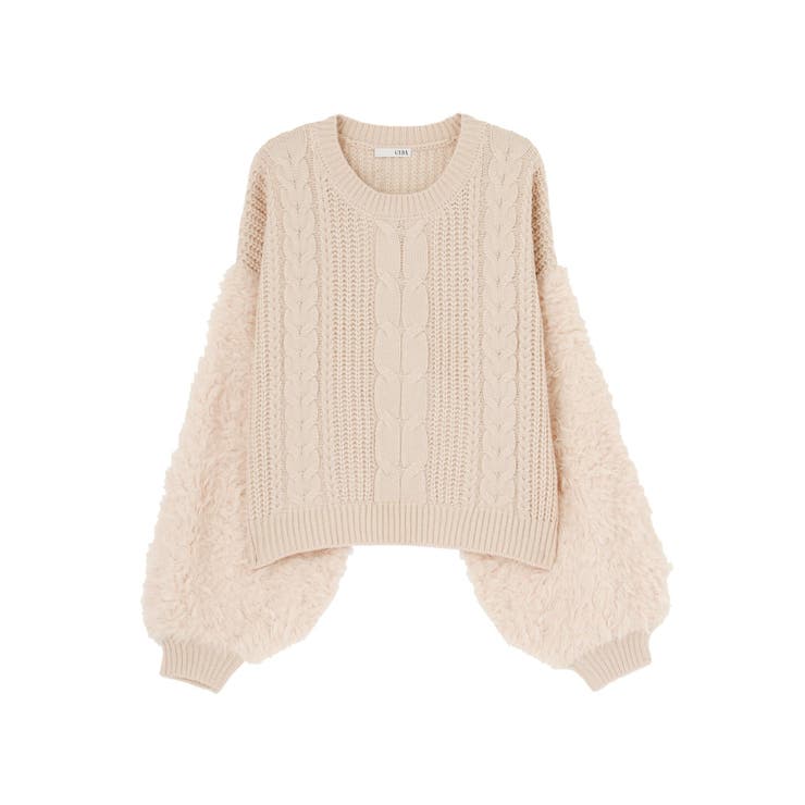 フェイクファースリーブニットTOPS[品番：MKSW0004747]｜GYDA